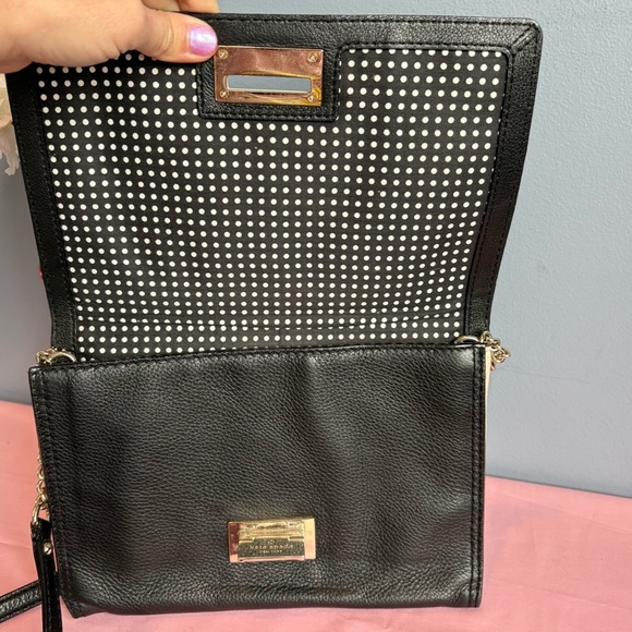 Kate Spade Black Leather Envelope Crossbody Purse w/ Gold Chain Strap EUC - Picture 6 of 10